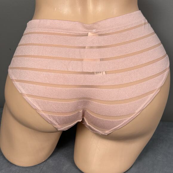 Victoria's Secret Hiphugger Panty Size Medium Sheer Stripes Rose Pink New NWT - Picture 2 of 8